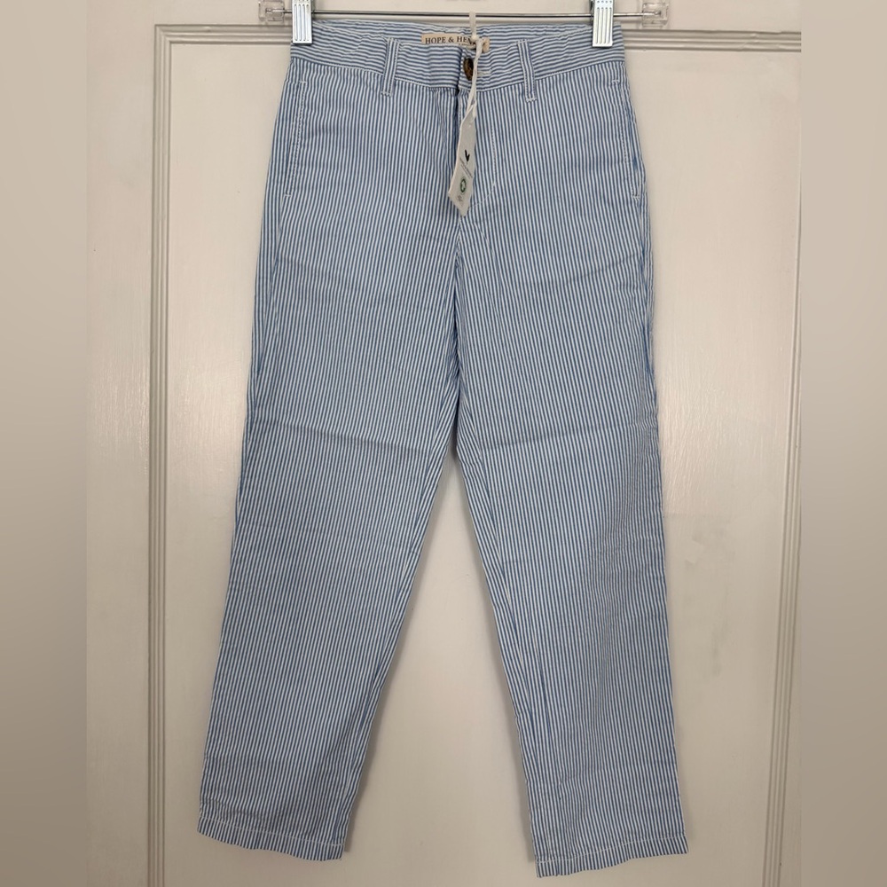 Hope and Henry blue seersucker pants boys 7